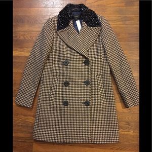 JCrew Collection Houndstooth Wool Coat size 2